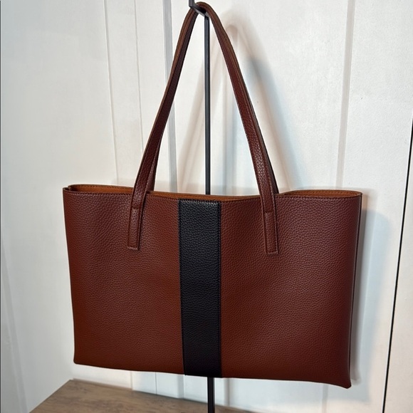 Vince Camuto Rich Brown Faux Leather Tote - Picture 1 of 4